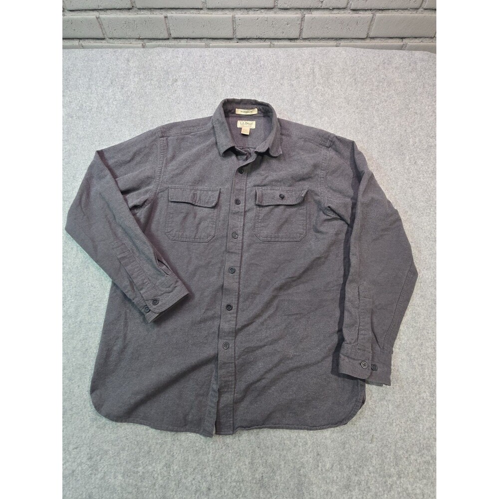 Vintage L.L.Bean Chamois Cloth Shirt Mens Large L Gray Traditional Fit Cotton